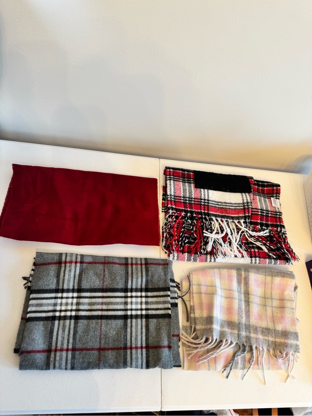 Scarf Pack - Red, Black/White Plaid, Gray Plaid, Pink Plaid 4 total
